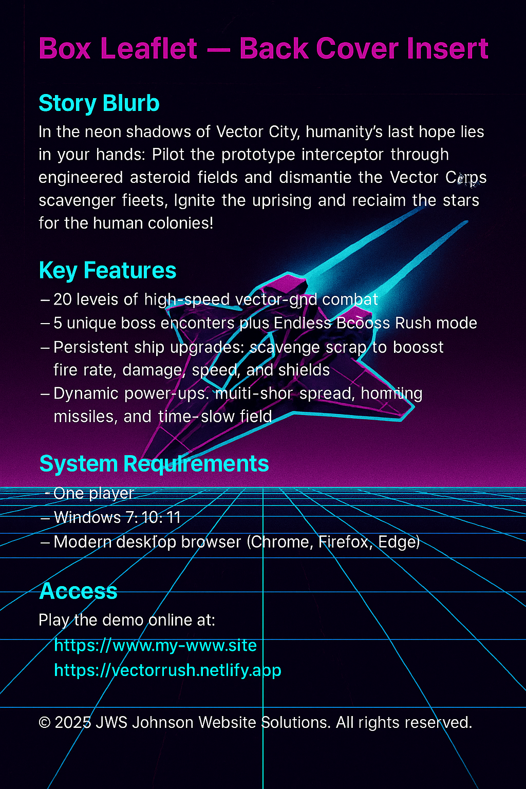 Vector Rush Back Cover